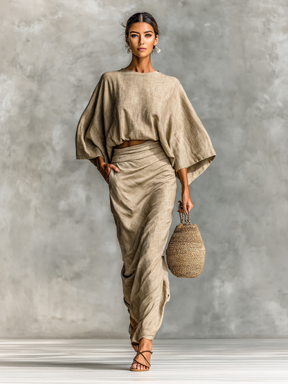 Selene | Two-piece set with long skirt and batwing sleeves