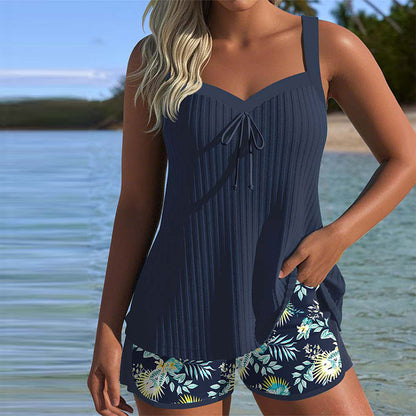 Striped Tankini Two-Piece Beach Shorts
