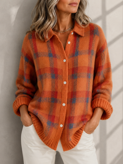 Anna | Soft Knit Plaid Cardigan