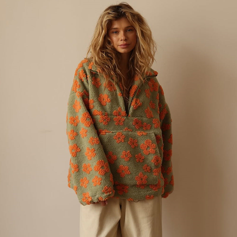 Claribel™ | Warm Fleece Jumper with Floral Print