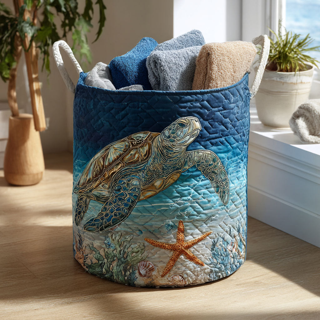 Turtle Ocean | Quilted Storage Basket
