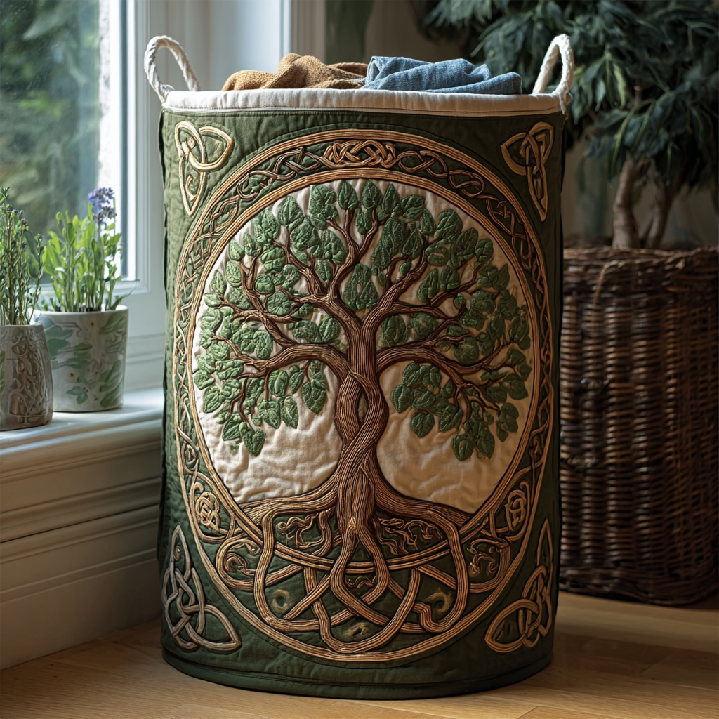 Tree of Life | Quilted Storage Basket