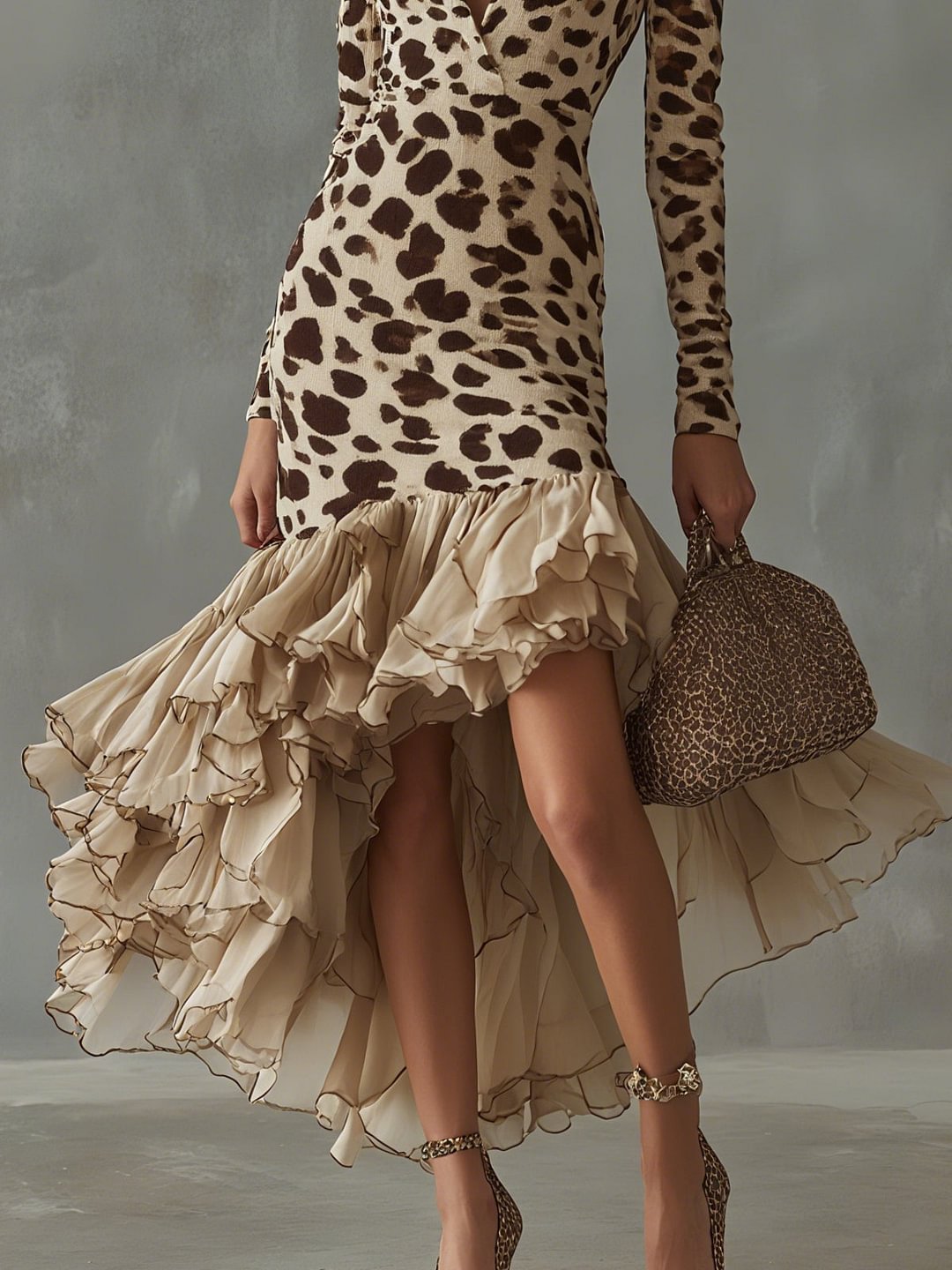 Eleonora · Animal Print Ruffle Dress