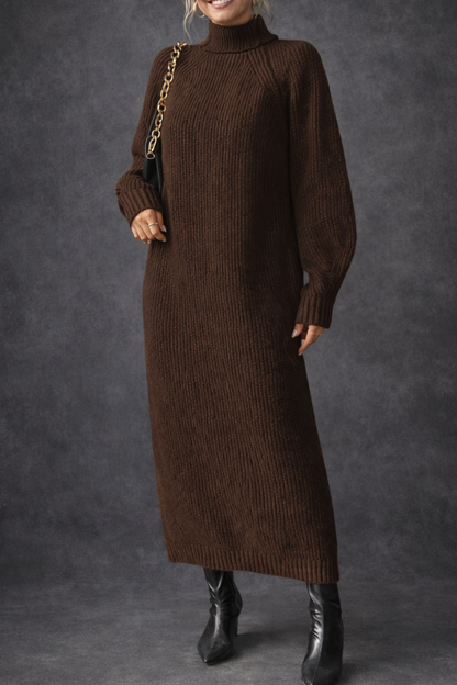 Olive | High Neck Textured Elegant Dress