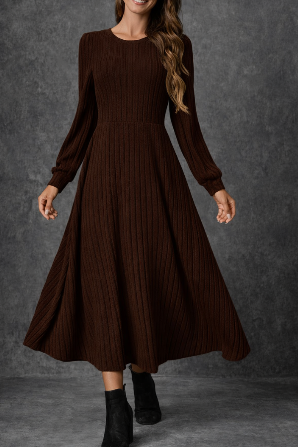 Chloe | Round Neck Long Sleeve Dress