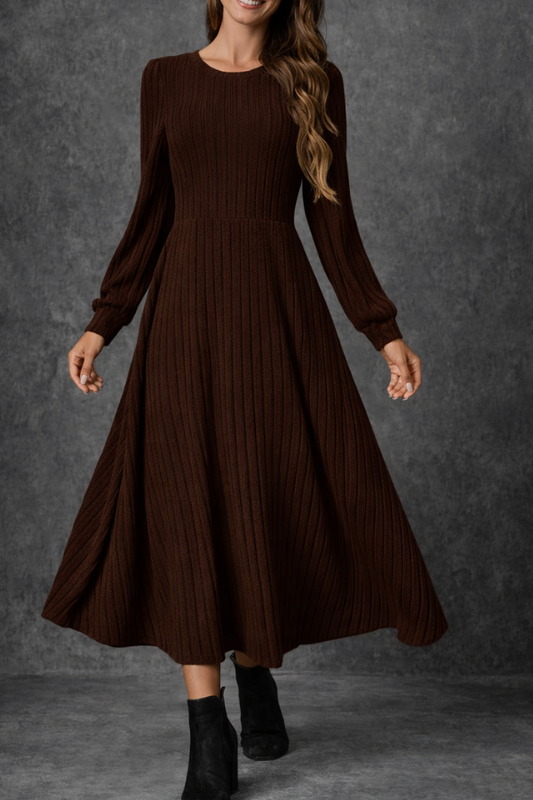 Chloe | Round Neck Long Sleeve Dress