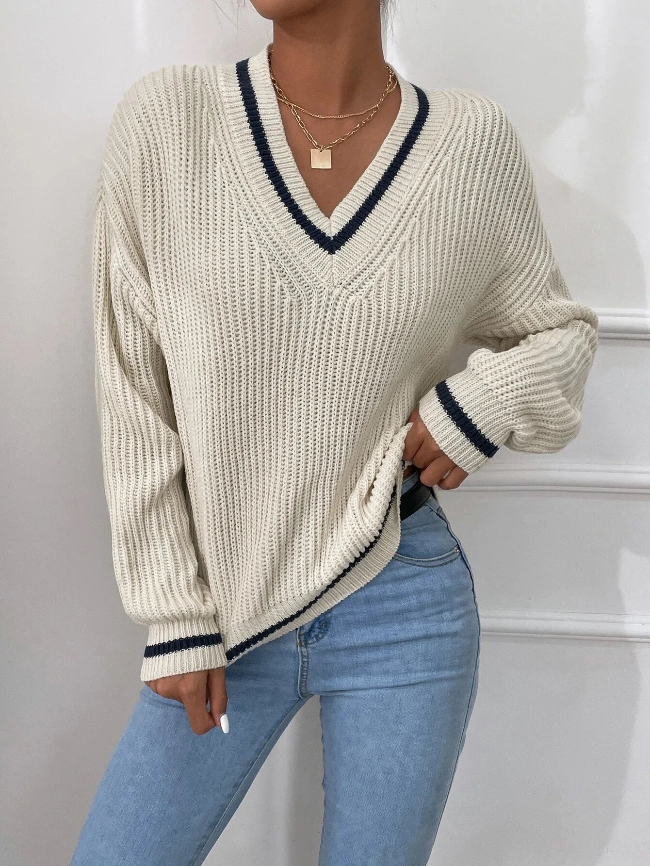 Marina | Striped Waffle Knit Jumper