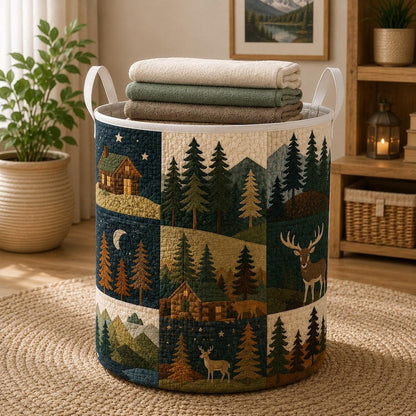 Woodland Quilted Laundry Basket