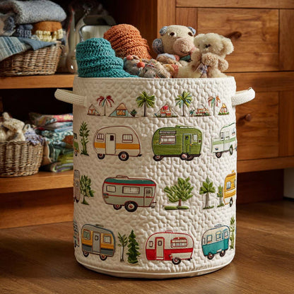 Vintage Camper Quilted Laundry Basket