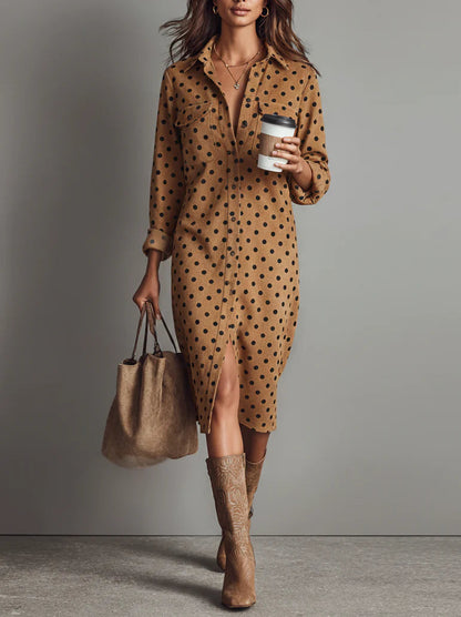 Ebonie | Suede Shirt Midi Dress