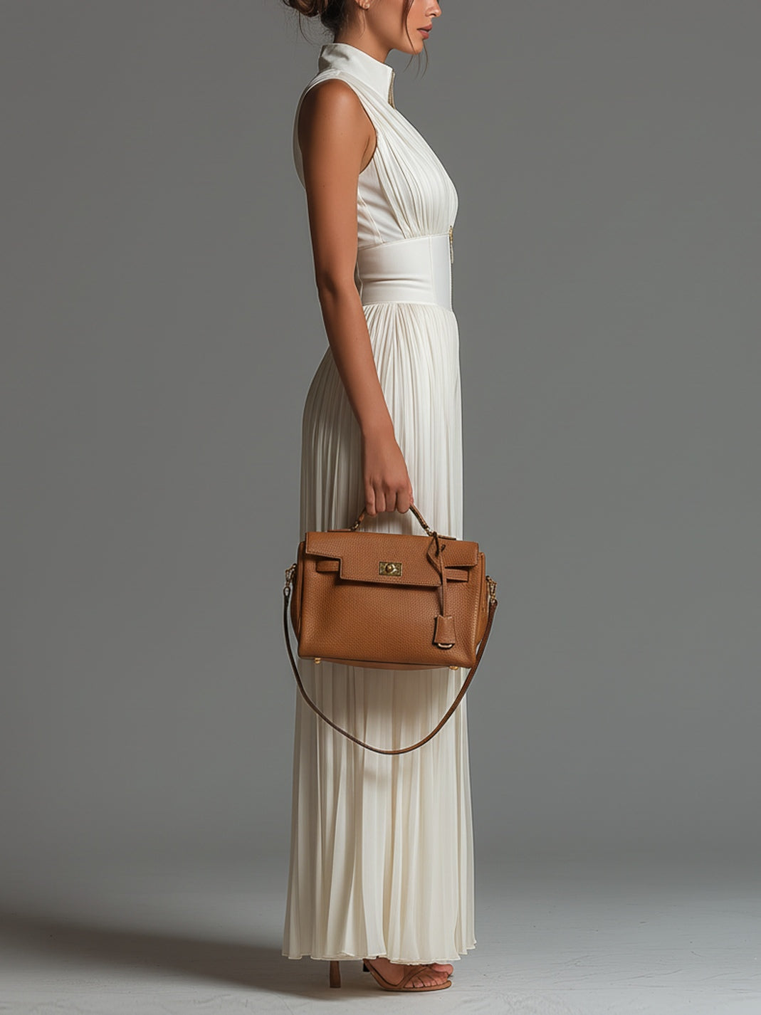 Jumpsuit – White Pleated Chiffon