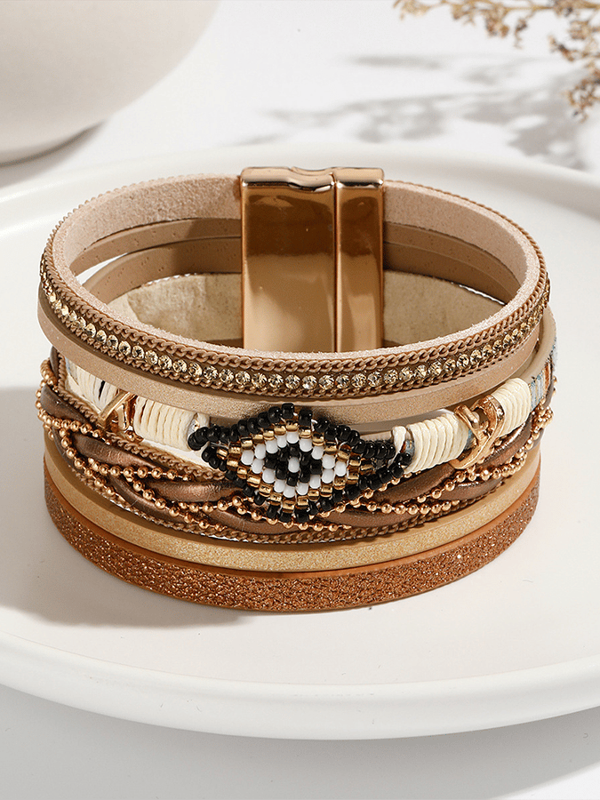 Women's Vintage Bohemian Handmade Braided Leather Bracelet Wristband