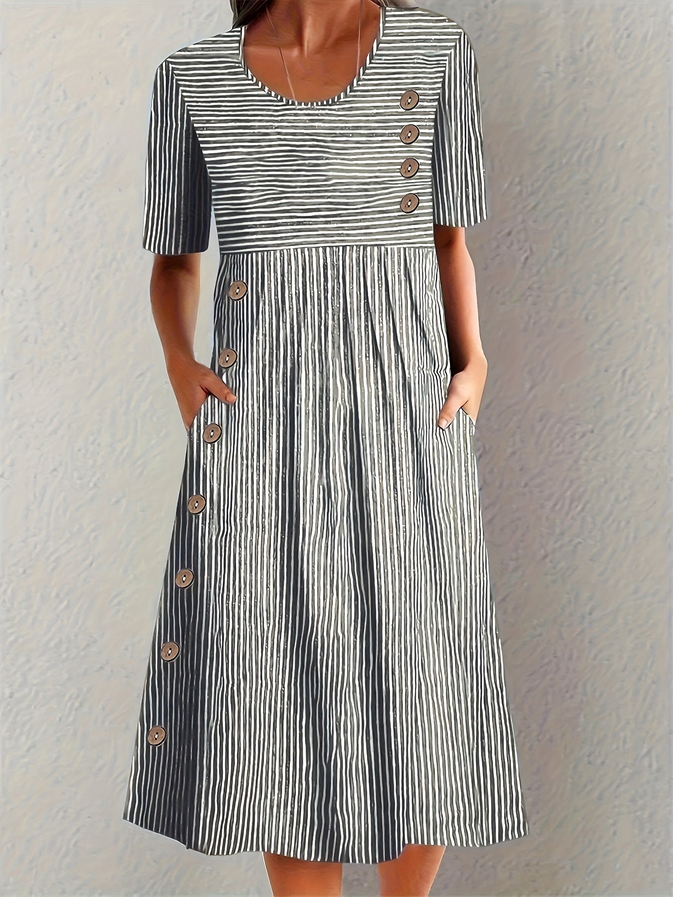 Eva™ | Striped Elegant Dress