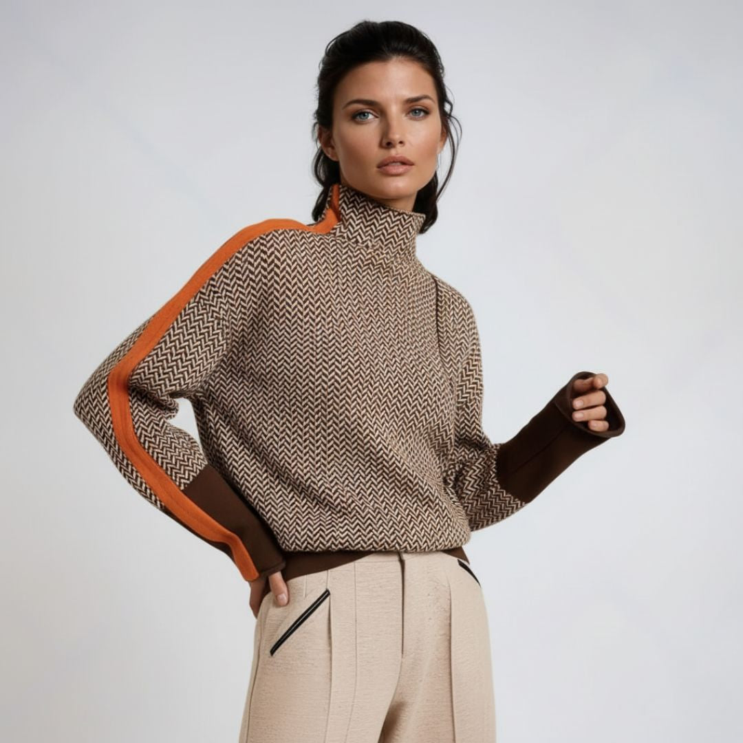 Malou | Turtleneck with Contrast Stripes
