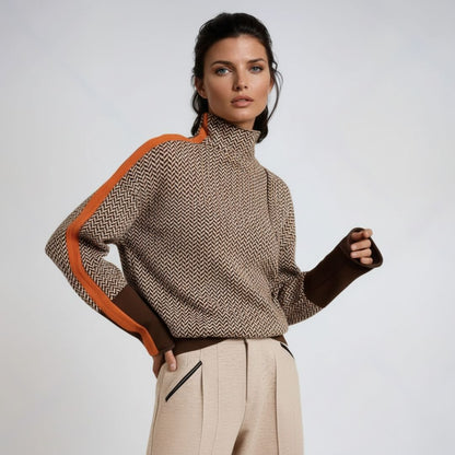 Malou | Turtleneck with Contrast Stripes