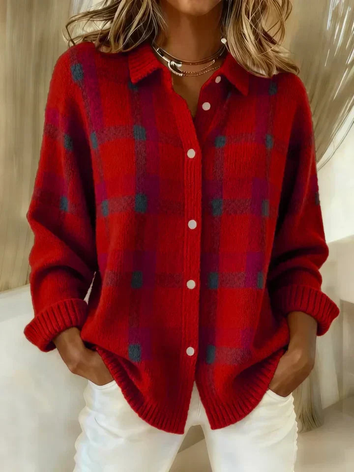 Victoria | Casual Retro Check Sweater with Contrast