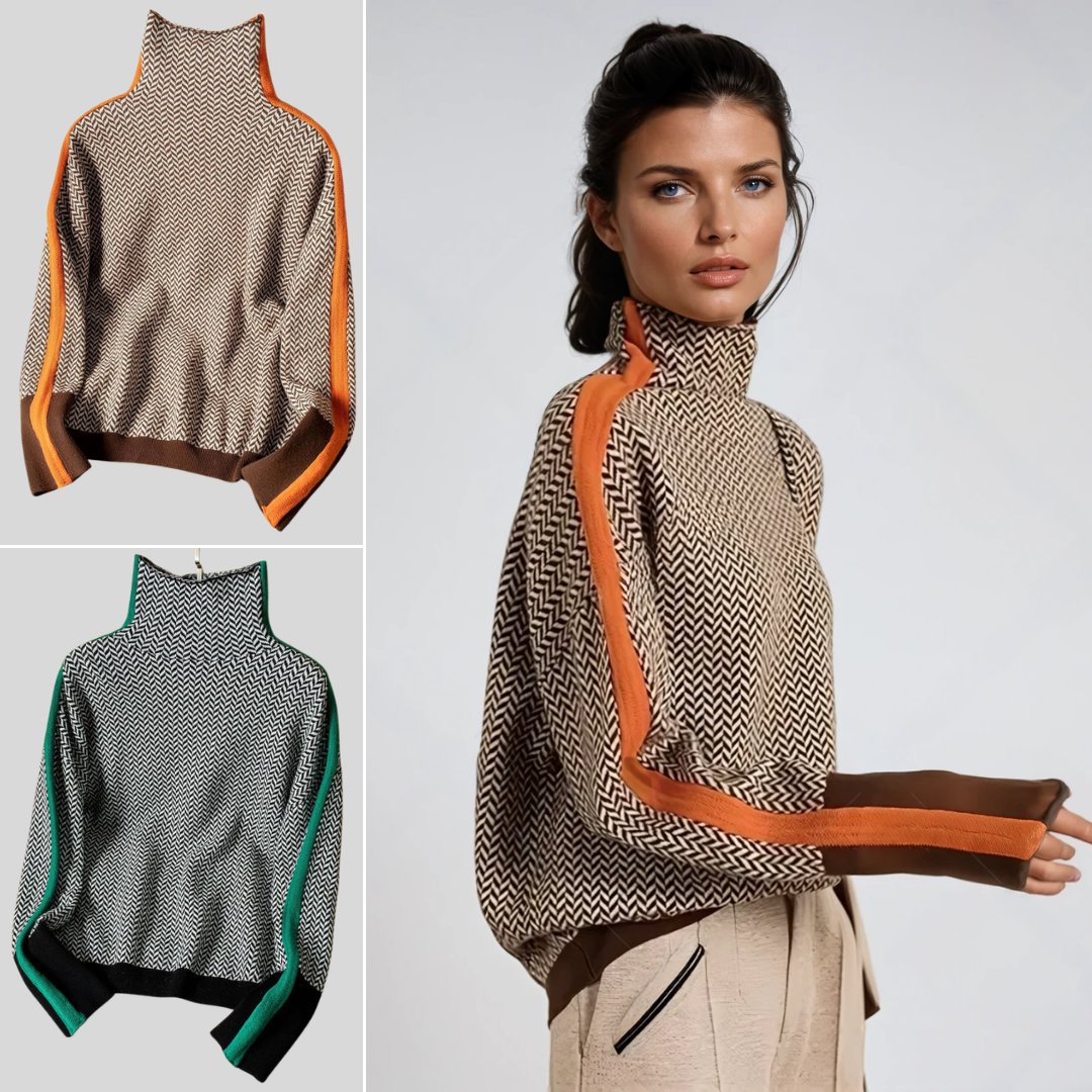 Malou | Turtleneck with Contrast Stripes