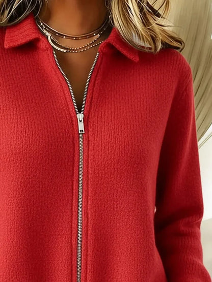 Casual damesjas met ritssluiting in effen kleur