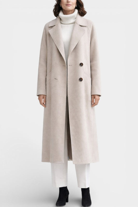 Clara Long Structured Wool Coat with Refined Silhouette