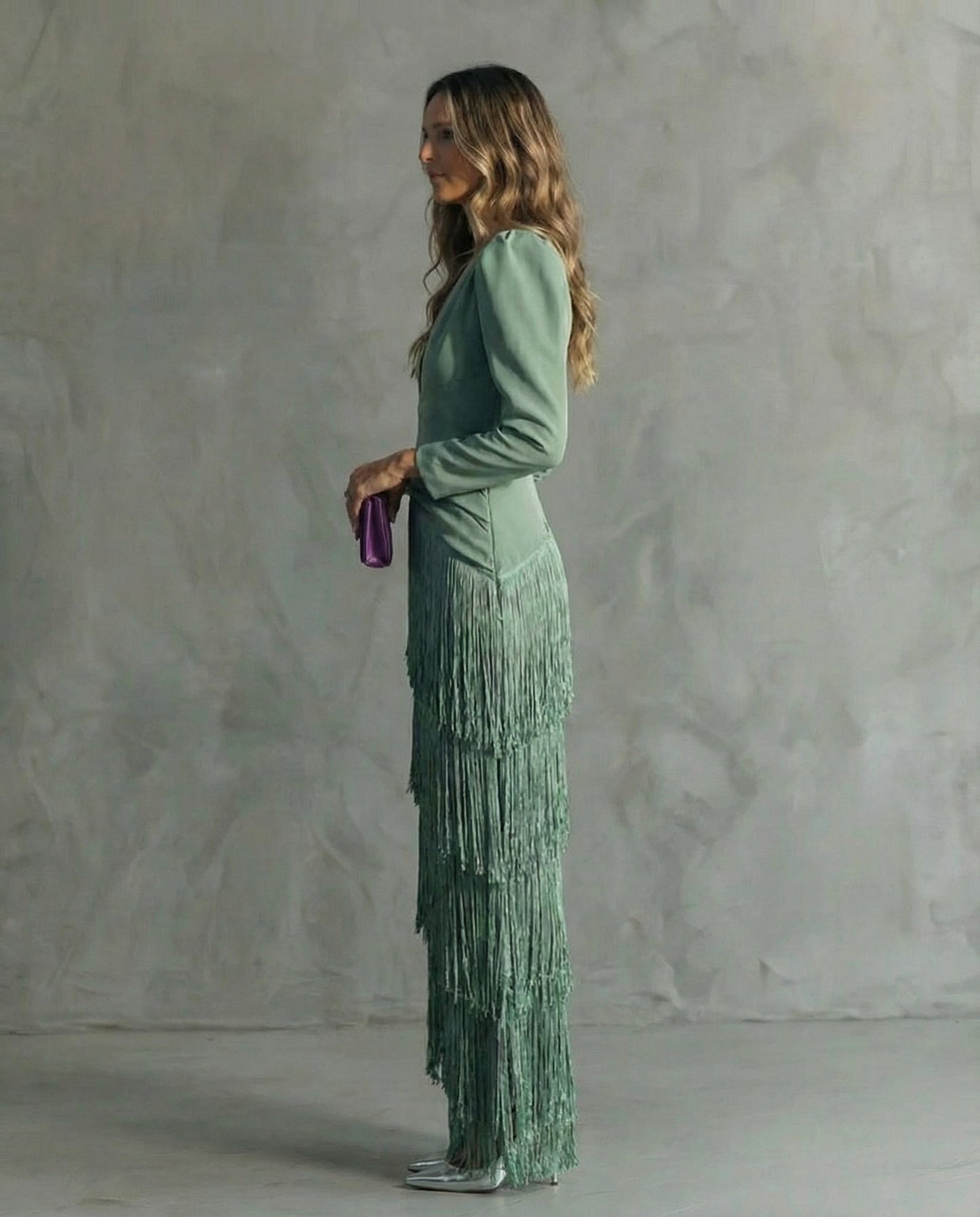 Chiara – Elegant Dress with Fringed Sleeves