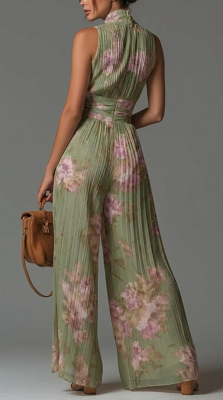 Naomi – Pleated Floral Chiffon Jumpsuit
