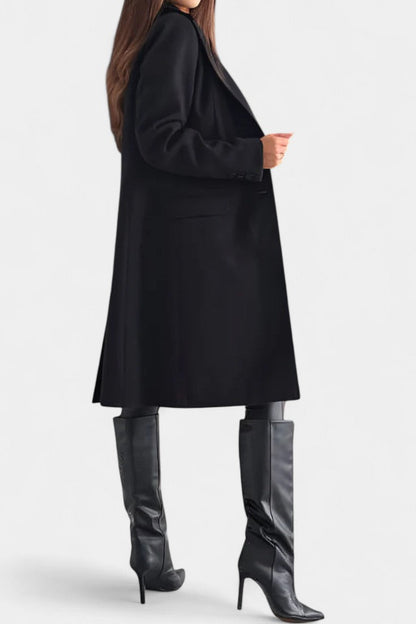 Armande Mid-Length Coat with Single Button and Notched Collar