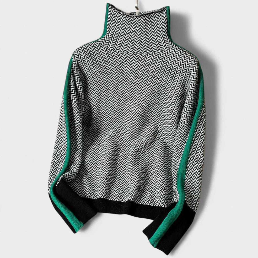 Malou | Turtleneck with Contrast Stripes