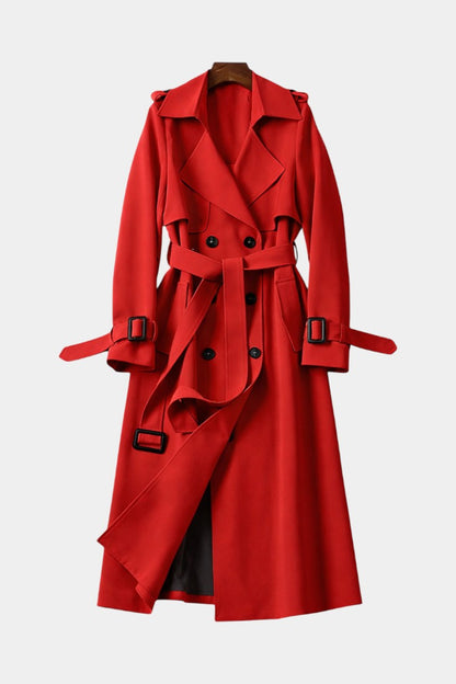 Romane Long Belted Double-Breasted Coat