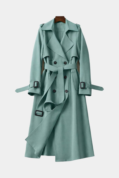 Romane Long Belted Double-Breasted Coat
