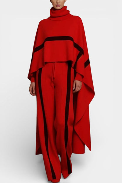 Hailey Two-Piece Cape Poncho and Wide Striped Pants