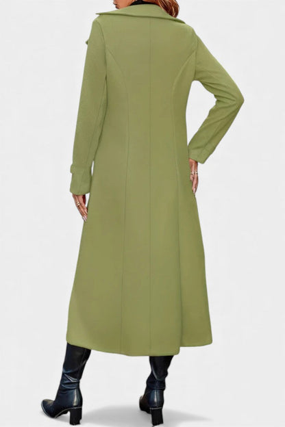 Naissa Long Notched Lapel Double-Breasted Coat