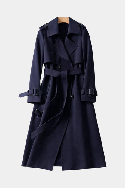 Romane Long Belted Double-Breasted Coat