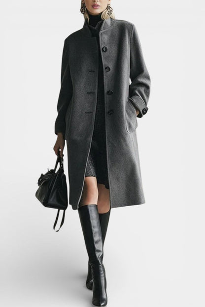 Nicoline Mid-Length Suede Coat with High Collar Vintage