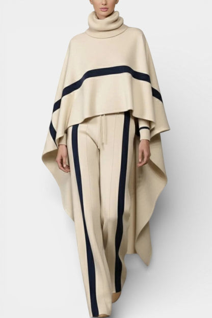 Hailey Two-Piece Cape Poncho and Wide Striped Pants