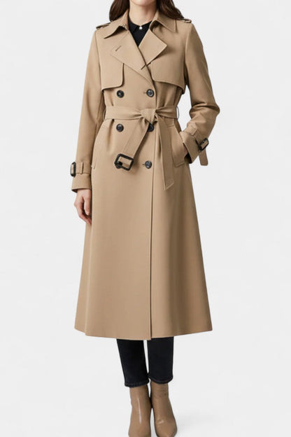 Romane Long Belted Double-Breasted Coat