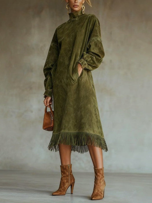 Matilda | Suede Turtleneck Dress