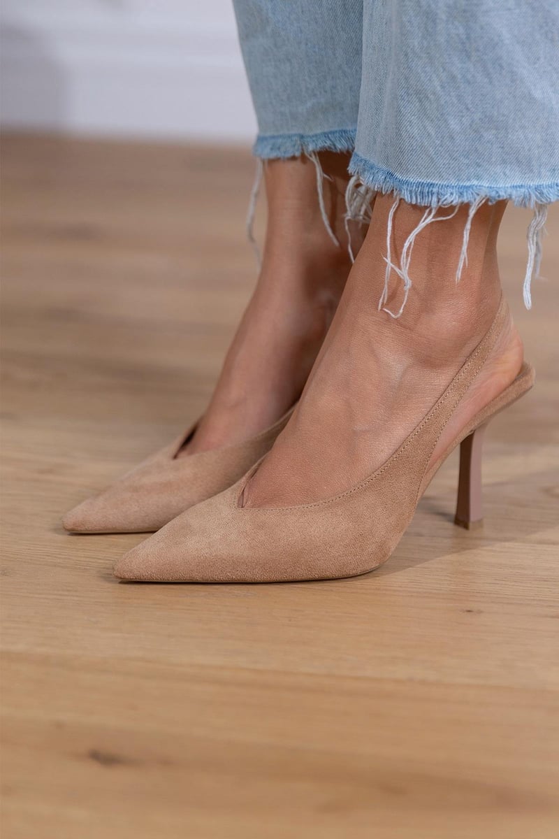 Claudia - Elegant Nude Slingback Shoes