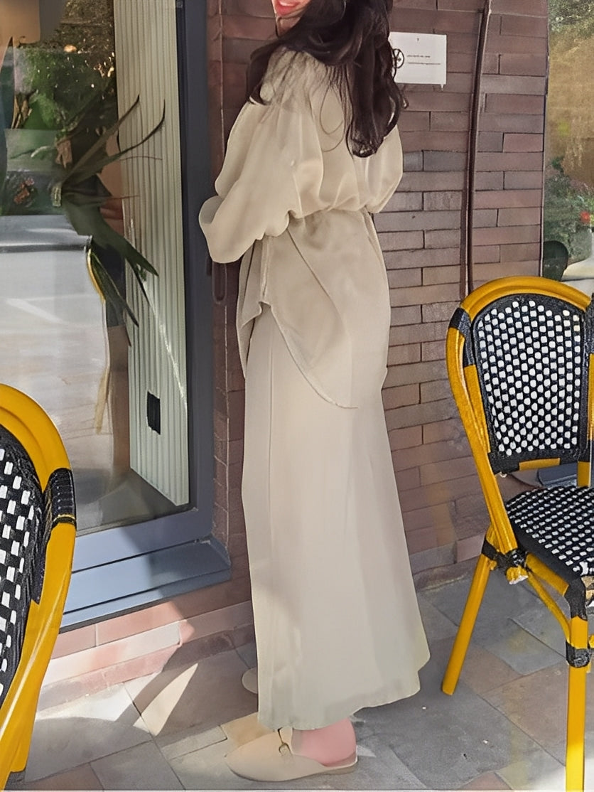 Radomira – Elegant Tie-Blouse & Flow Skirt Set